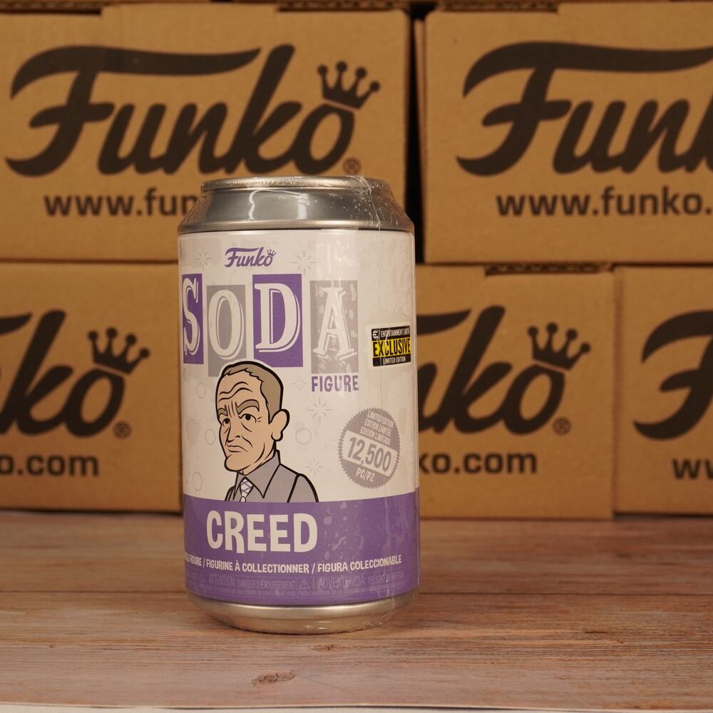on the top right of the box in the title. Funko Soda Creed The Office 2021 Exc